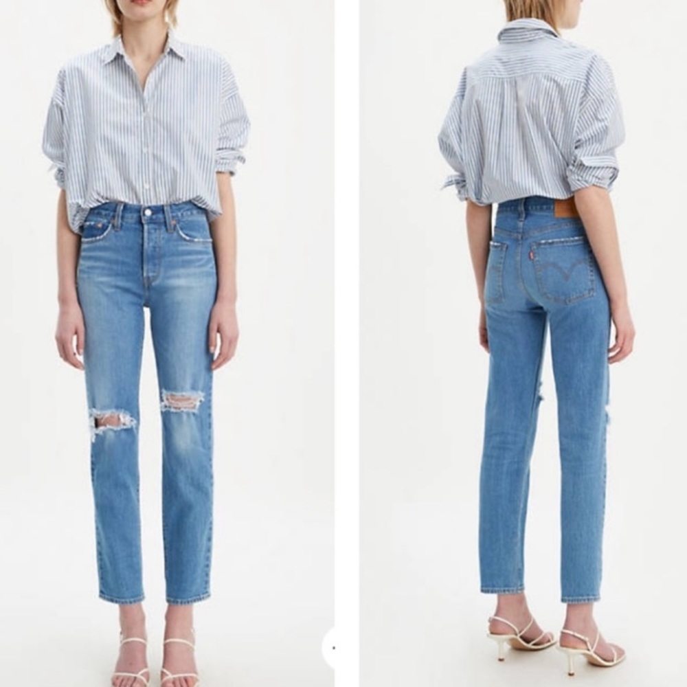 LEVIS Wedgie Straight Distressed High Rise Jean 25 - Picture 11 of 11